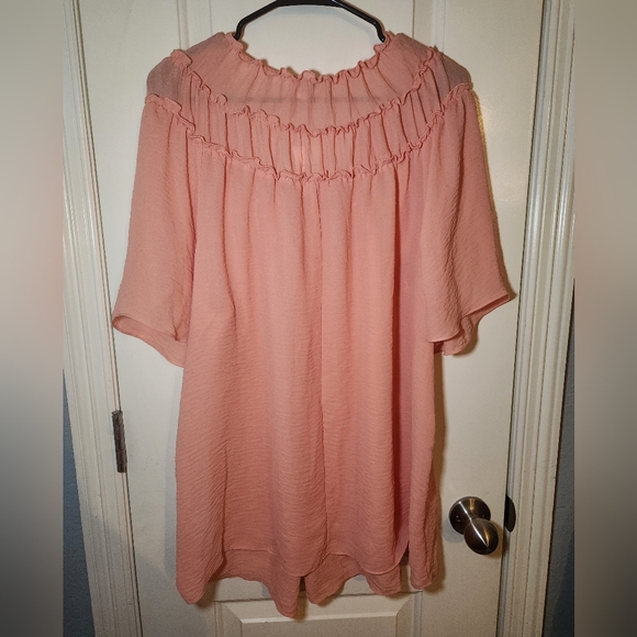 NWT Blooming Dahlia Ruffle Drawstring Crepe Cato Blouse Size 18/20 - Picture 2 of 3